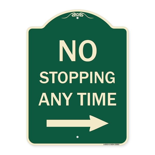 Signmission No Stopping Anytime W/ Arrow Right Heavy-Gauge Aluminum Architectural Sign, 24" x 18", G-1824-23583 A-DES-G-1824-23583 - main